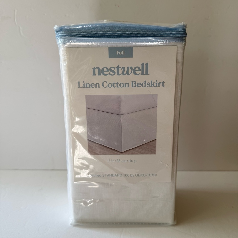 Nestwell White Linen Cotton Bedskirt - Full